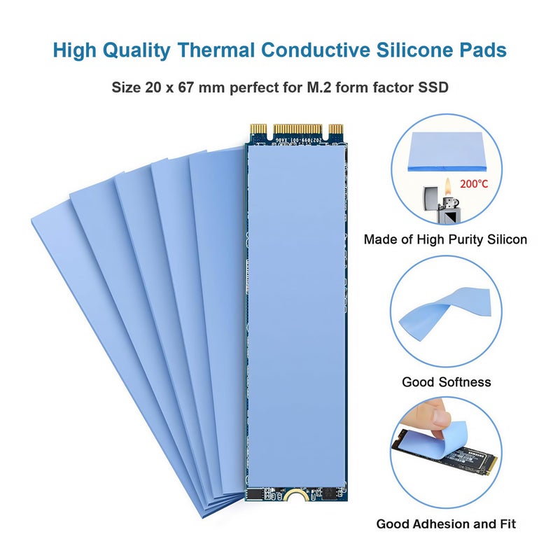 A ADWITS [ 12-Pack ] Thermal Conductive Silicone Pads, Soft Safe Simple to Apply for SSD CPU GPU LED IC Chipset Cooling -Blue - Image 2